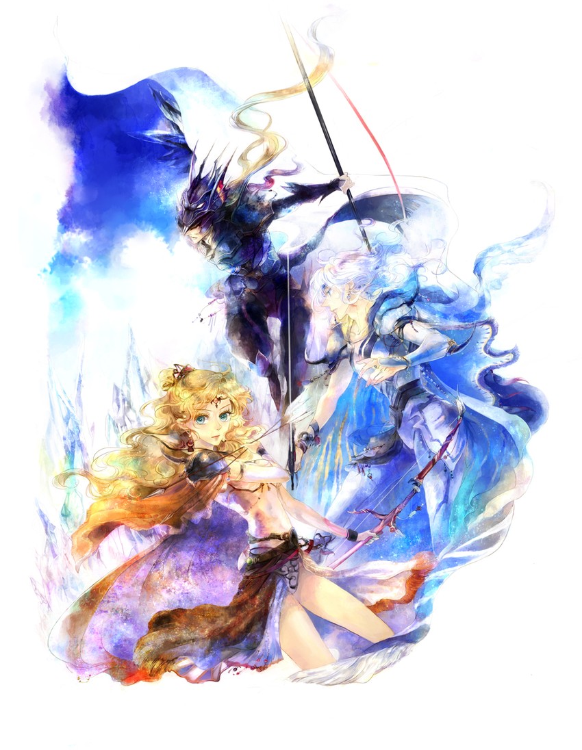 paladin, rosa farrell, cecil harvey, and kain highwind (final fantasy and 1 more) drawn by kuzumosu