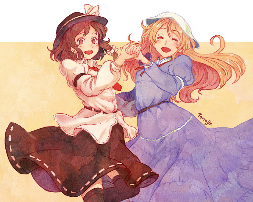 usami renko and maribel hearn (touhou and 1 more) drawn by terrajin