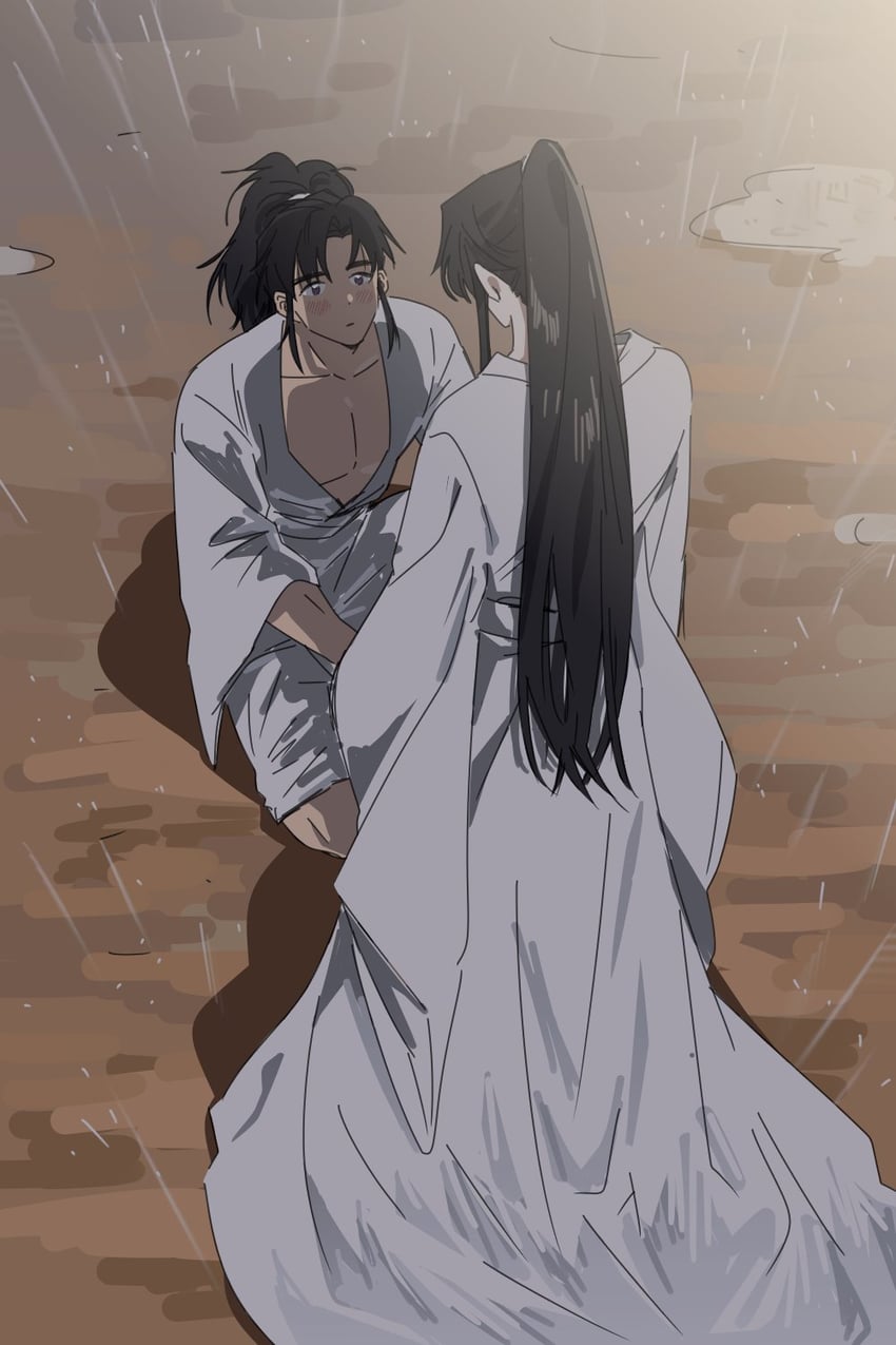 chu wanning and mo ran (erha he tadebai mao shizun) drawn by bujang