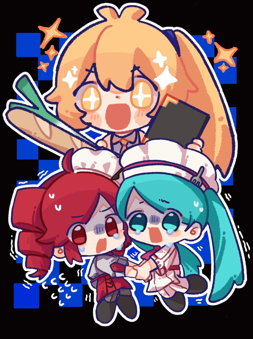hatsune miku, kasane teto, and akita neru (vocaloid and 4 more) drawn by moochaakaka