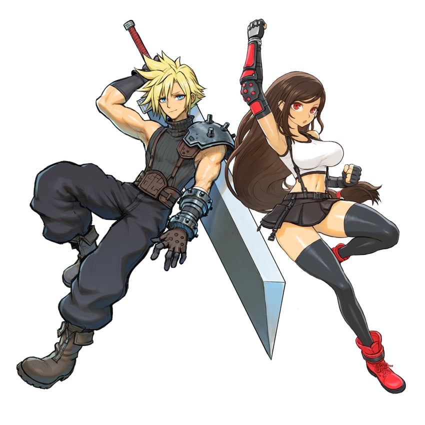 tifa lockhart and cloud strife (final fantasy and 2 more) drawn by dattosan