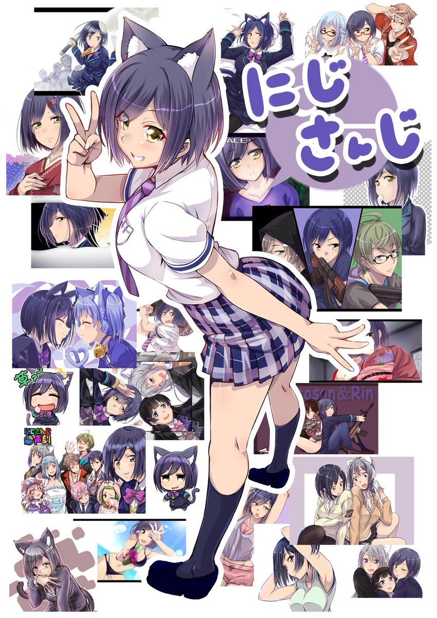 tsukino mito, higuchi kaede, roboco-san, kanae, kenmochi touya, and 8 more (hololive and 1 more) drawn by iga_tamaki