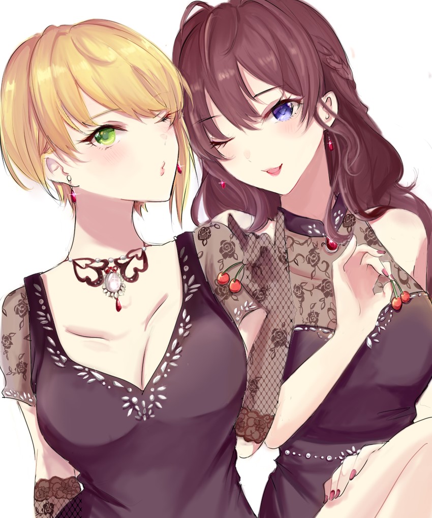ichinose shiki and miyamoto frederica (idolmaster and 1 more) drawn by asagimu_(tsuktsuk)
