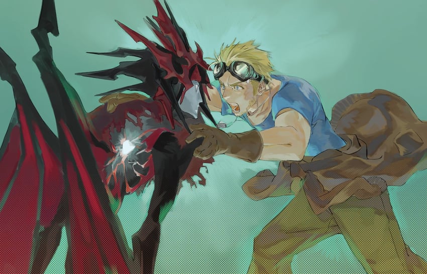 vincent valentine, cid highwind, and chaos (final fantasy and 2 more) drawn by xiehuangxb