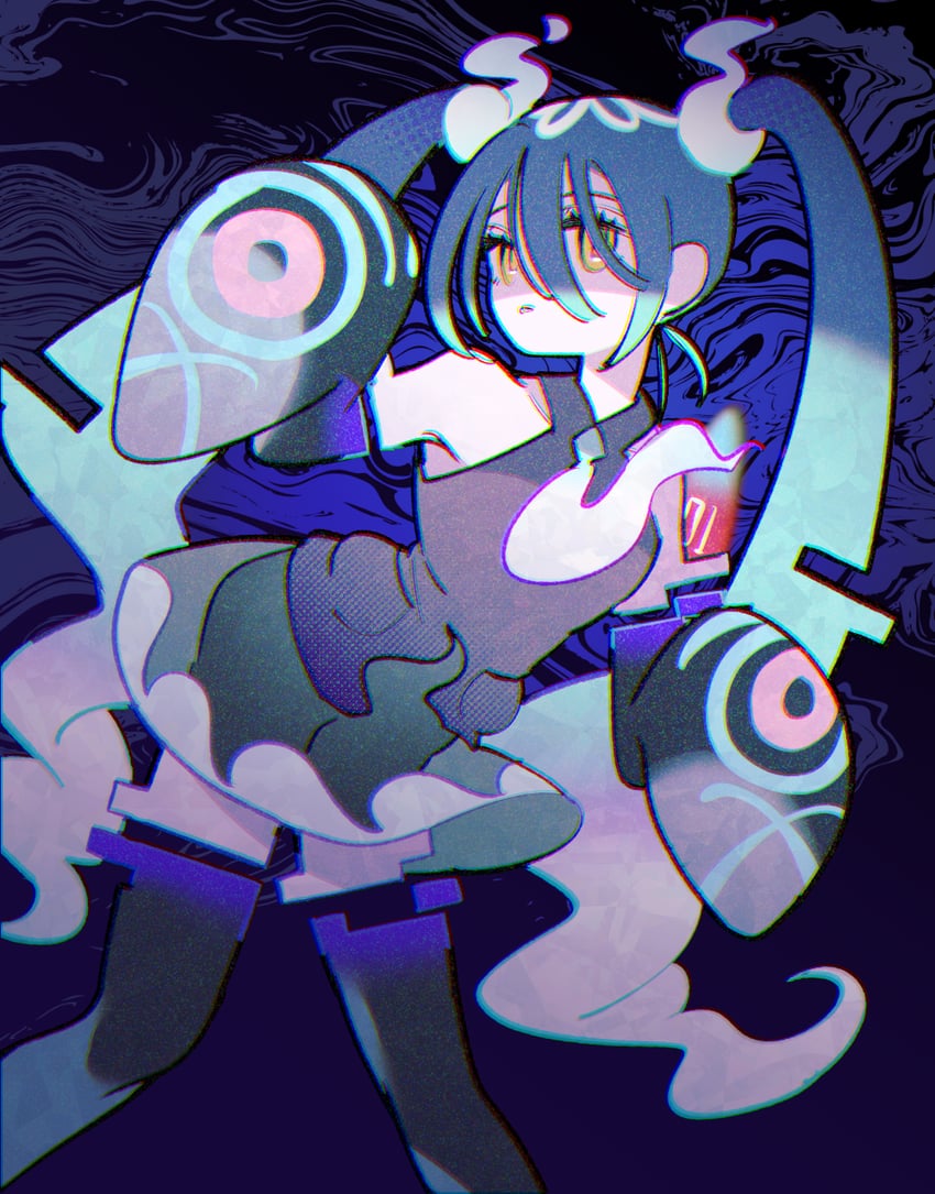 hatsune miku and ghost miku (pokemon and 2 more) drawn by shine_asahi