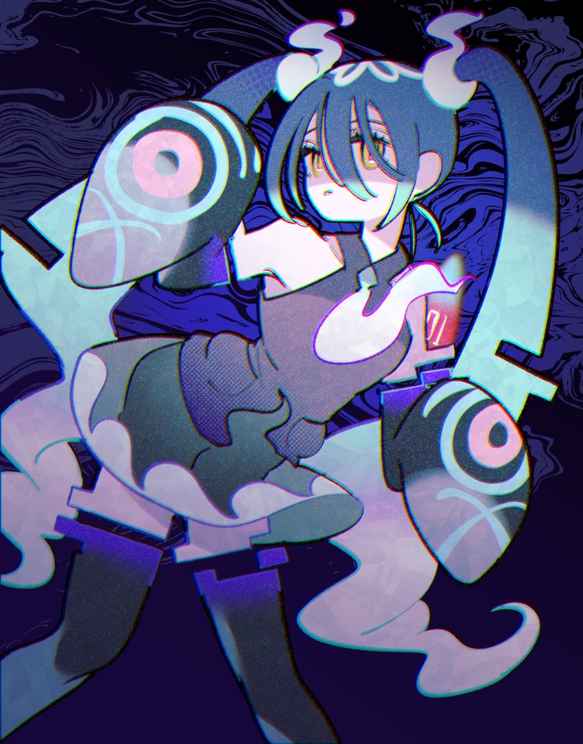 hatsune miku and ghost miku (pokemon and 2 more) drawn by shine_asahi ...