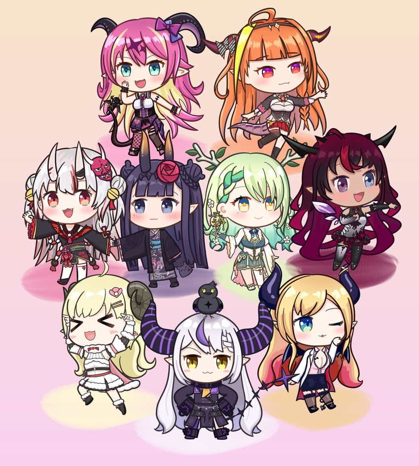 ninomae ina'nis, ceres fauna, la+ darknesss, nakiri ayame, irys, and 4 more (hololive and 1 more) drawn by mpien