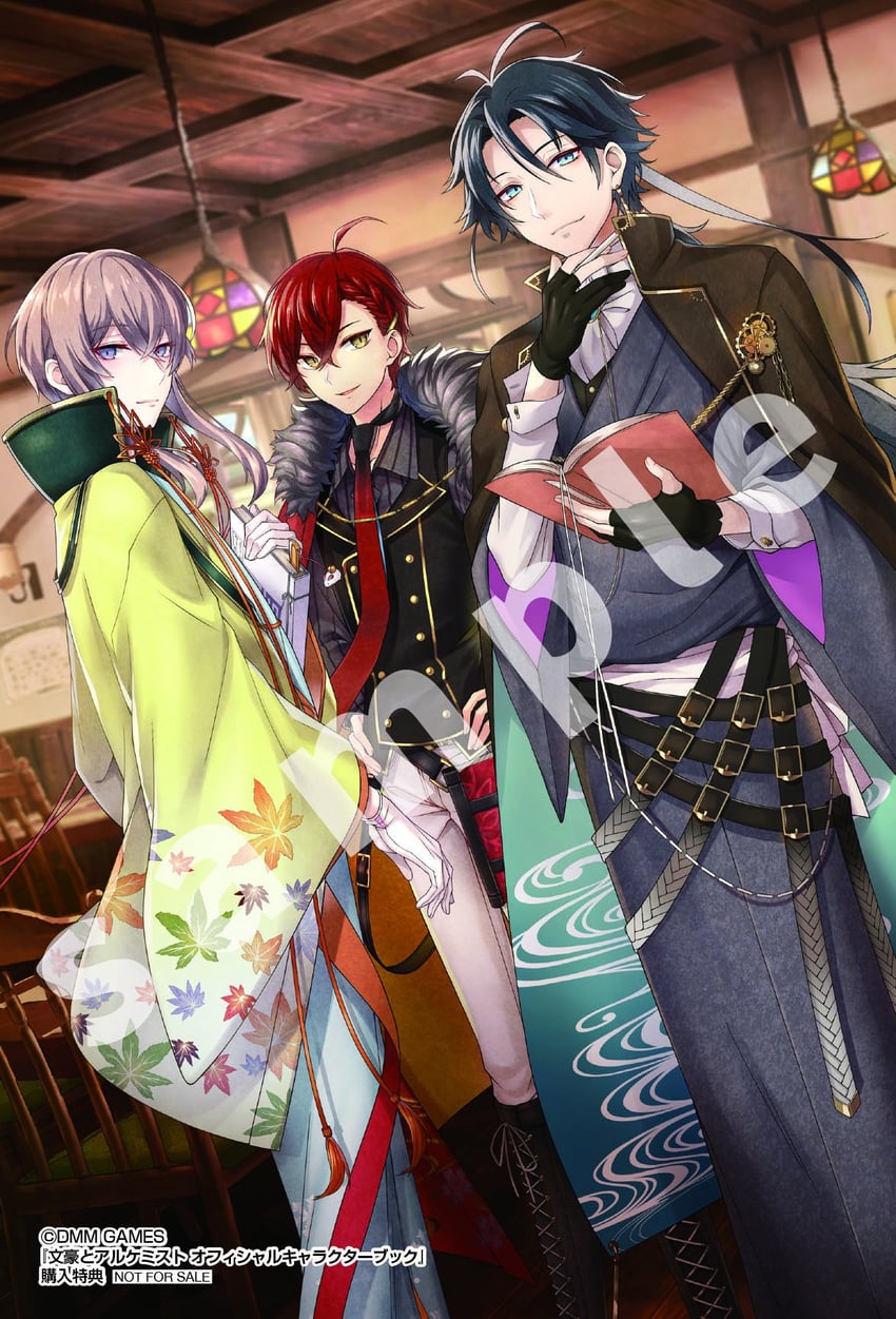 dazai osamu, akutagawa ryuunosuke, and izumi kyouka (bungou to alchemist)