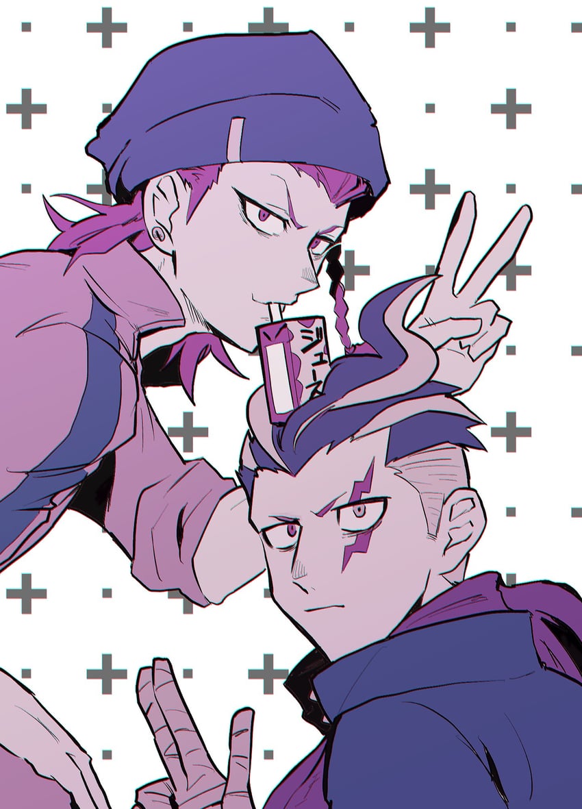 soda kazuichi and tanaka gundham (danganronpa and 1 more) drawn by luckyland1985