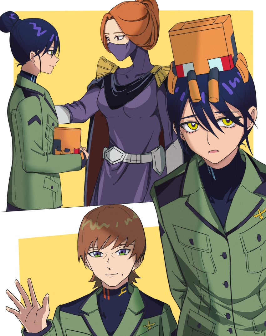 nyaan, conch, xavier olivette, and kycilia zabi (gundam and 1 more) drawn by hibiki4411