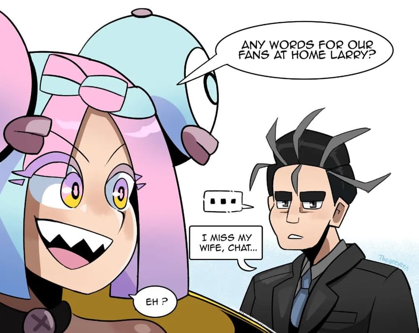 iono and larry (pokemon and 2 more) drawn by thegreyzen