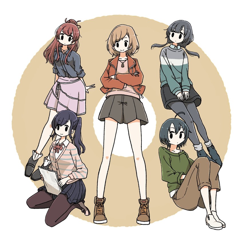 miyamori aoi, yasuhara ema, imai midori, sakaki shizuka, and toudou misa (shirobako) drawn by kageta_yu
