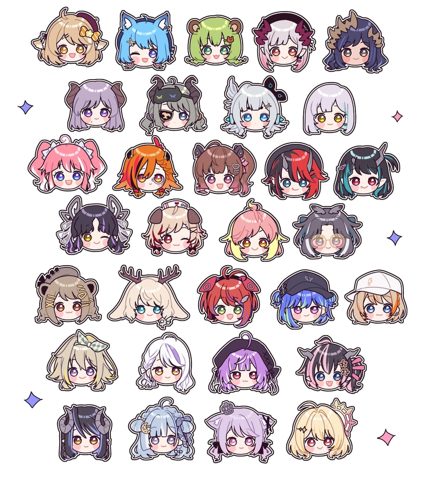 shishio chris, ryugasaki rene, suou patra, kojo anna, saionji mary, and 26 more (nanashi inc.) drawn by kino_haruc