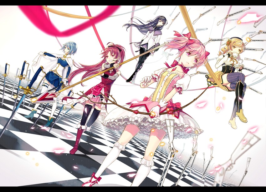 akemi homura, kaname madoka, miki sayaka, sakura kyoko, and tomoe mami (mahou shoujo madoka magica) drawn by vient