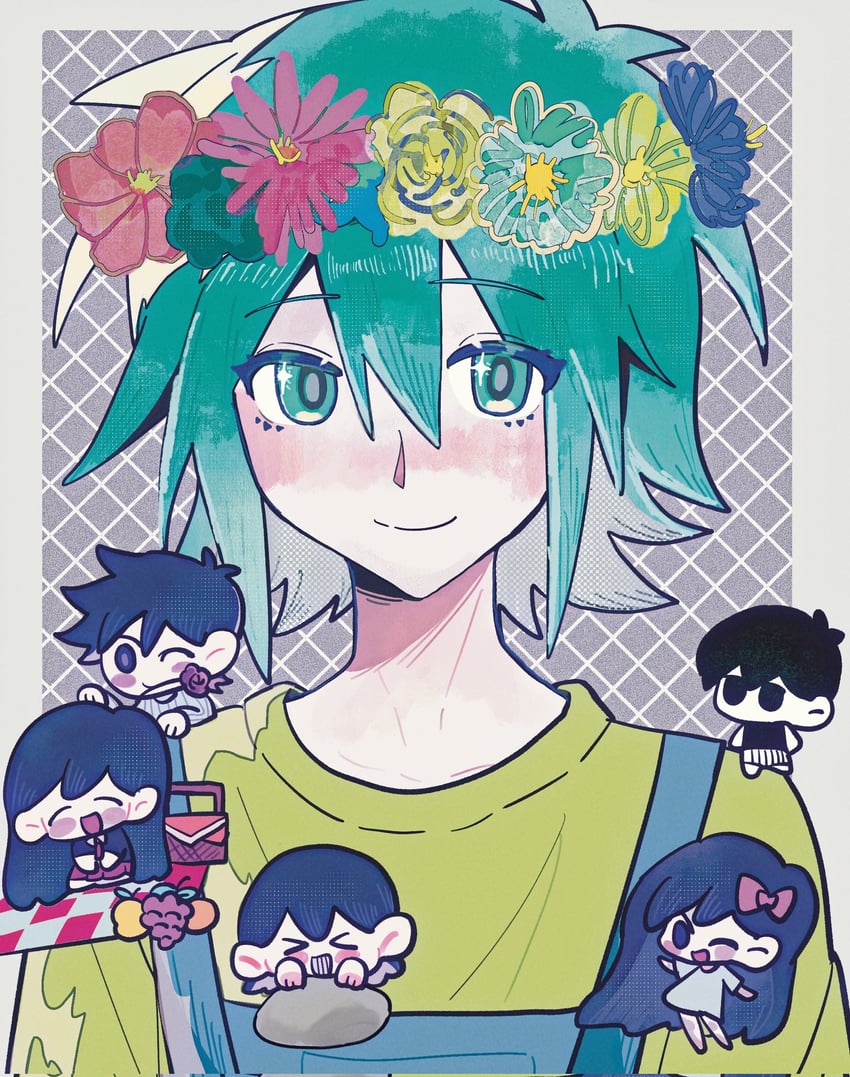 omori, basil, aubrey, mari, kel, and 1 more (omori) drawn by zerg_05