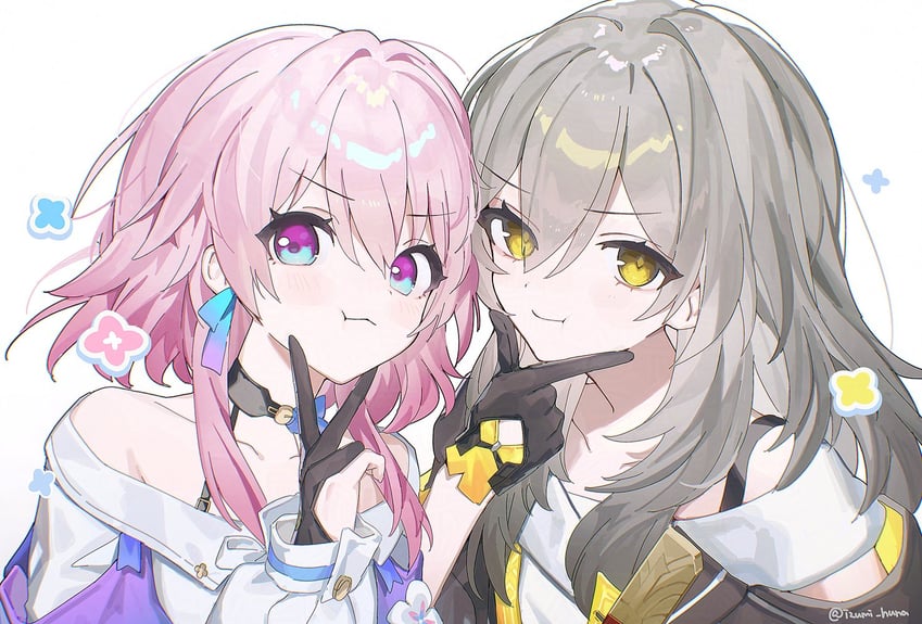 trailblazer, stelle, and march 7th (honkai and 1 more) drawn by funa_(sakana)