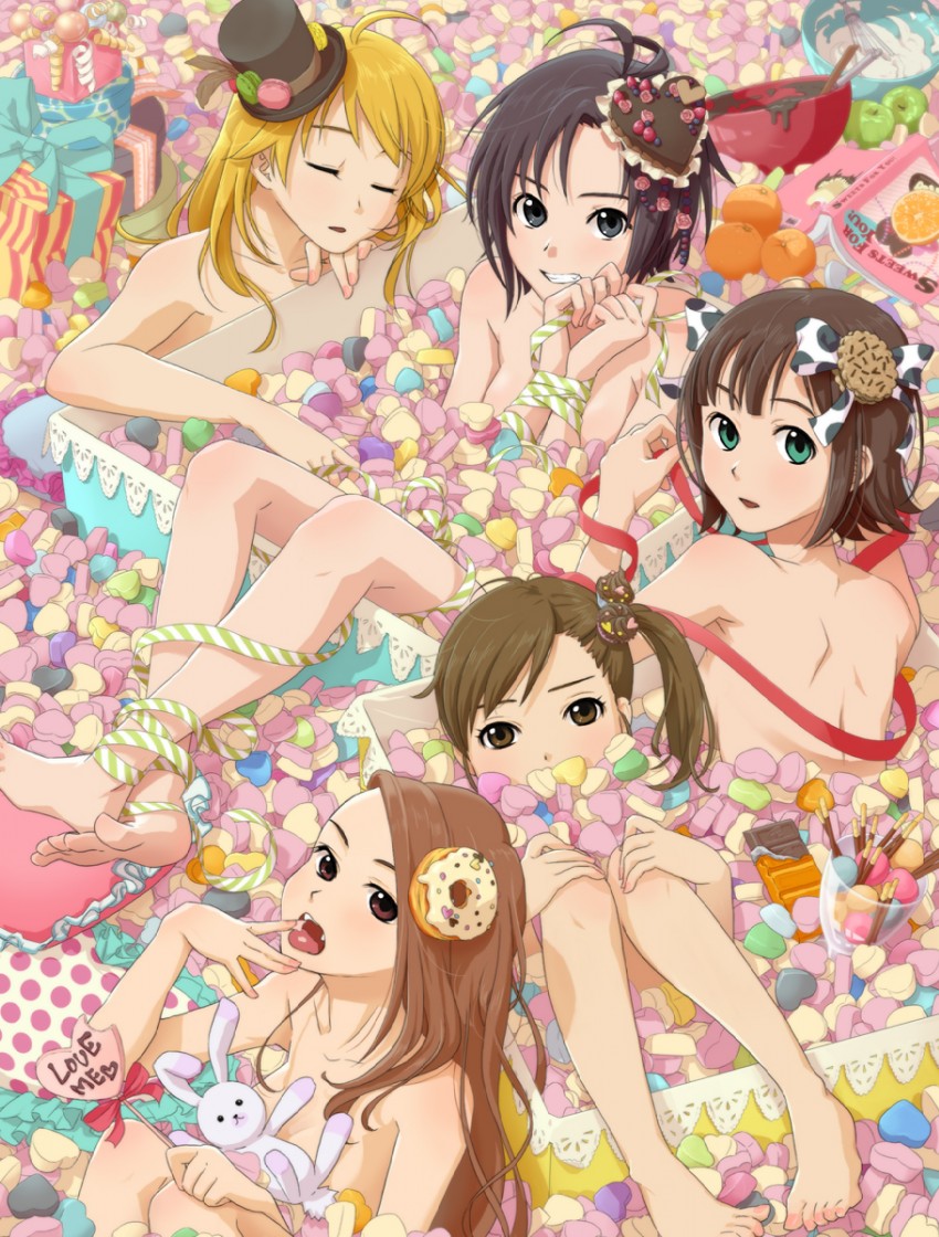 hoshii miki, amami haruka, kikuchi makoto, minase iori, futami mami, and 1 more (idolmaster) drawn by yachiwo