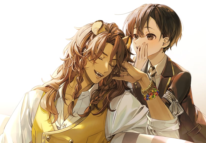 yuu and leona kingscholar (twisted wonderland) drawn by redrabbit44