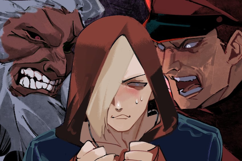 akuma, m. bison, and ed (street fighter and 1 more) drawn by hexermer