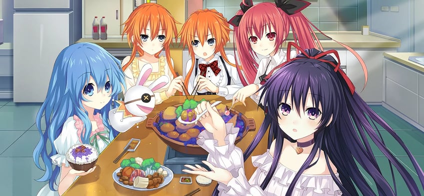 yatogami tohka, itsuka kotori, himekawa yoshino, yoshinon, yamai kaguya, and 1 more (date a live and 1 more) drawn by tsunako