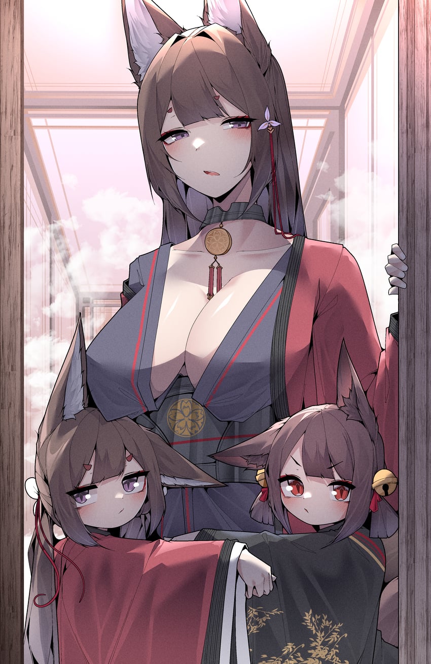 amagi, amagi-chan, and akagi-chan (azur lane) drawn by samip