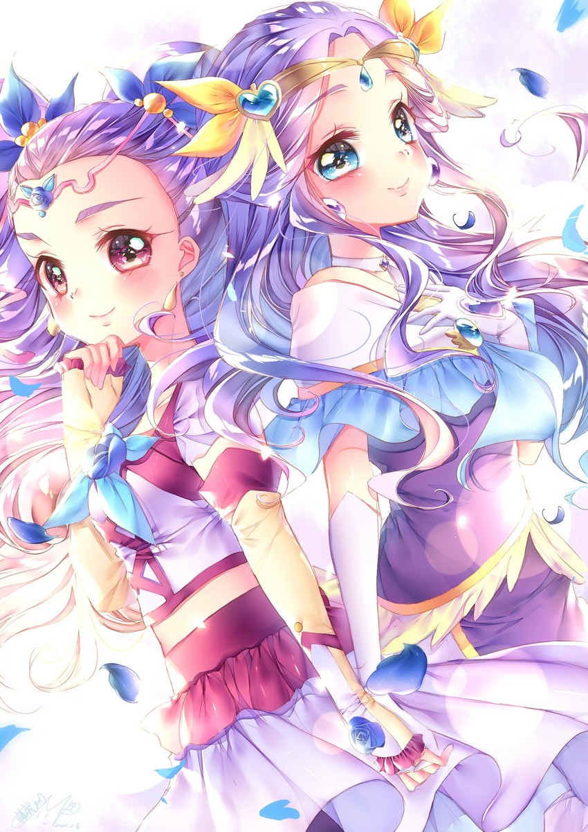 mimino kurumi, milky rose, fuurin asumi, and cure earth (precure and 3 more) drawn by touki_matsuri