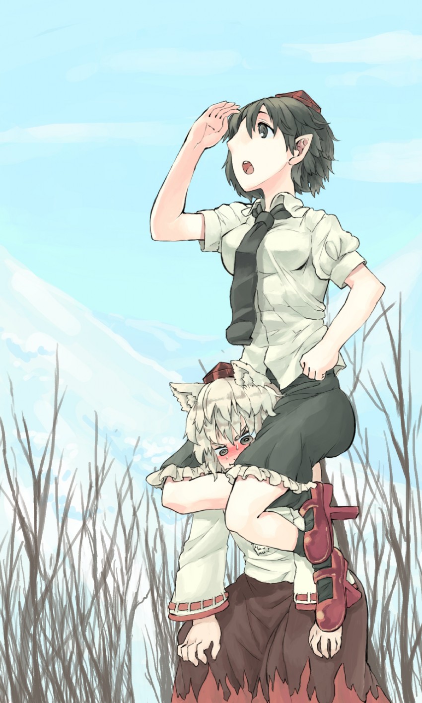 shameimaru aya and inubashiri momiji (touhou) drawn by yunuki_uta