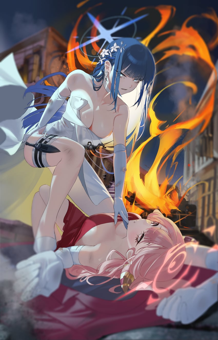 aru and saori (blue archive) drawn by feather_pen113