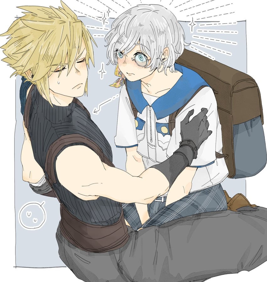 cloud strife and chadley (final fantasy and 2 more) drawn by fe79793