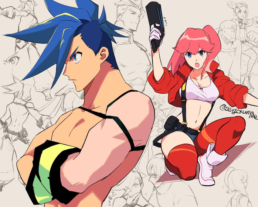 galo thymos, kray foresight, aina ardebit, lucia fex, heris ardebit, and 3 more (promare) drawn by soyasengoku