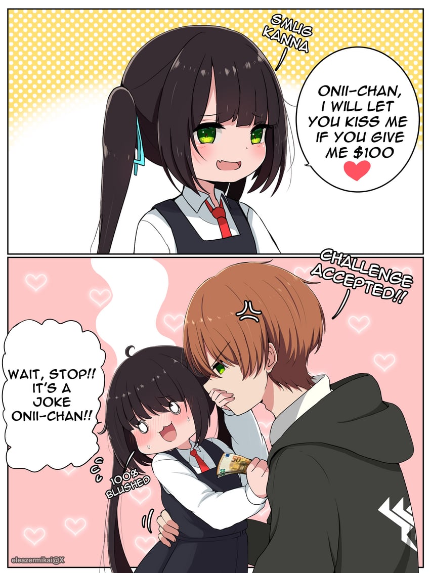 onii-chan and kanna (original) drawn by eleazarmikai
