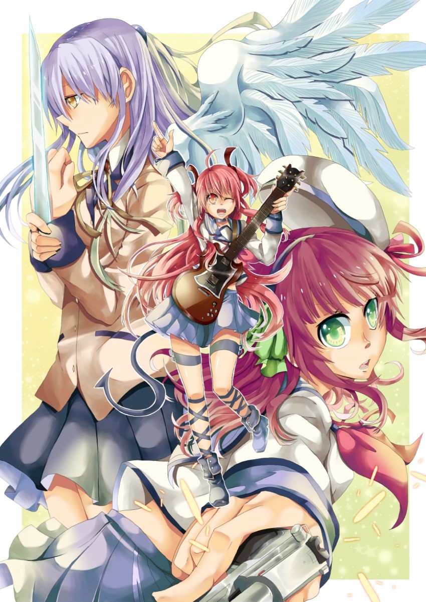 tachibana kanade, nakamura yuri, and yui (angel beats!) drawn by amatsuki_colors