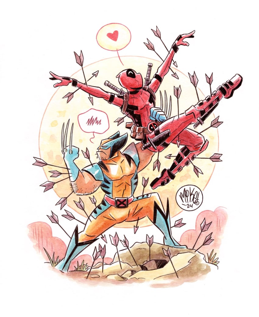 wolverine and deadpool (marvel and 5 more) drawn by mikemaihack