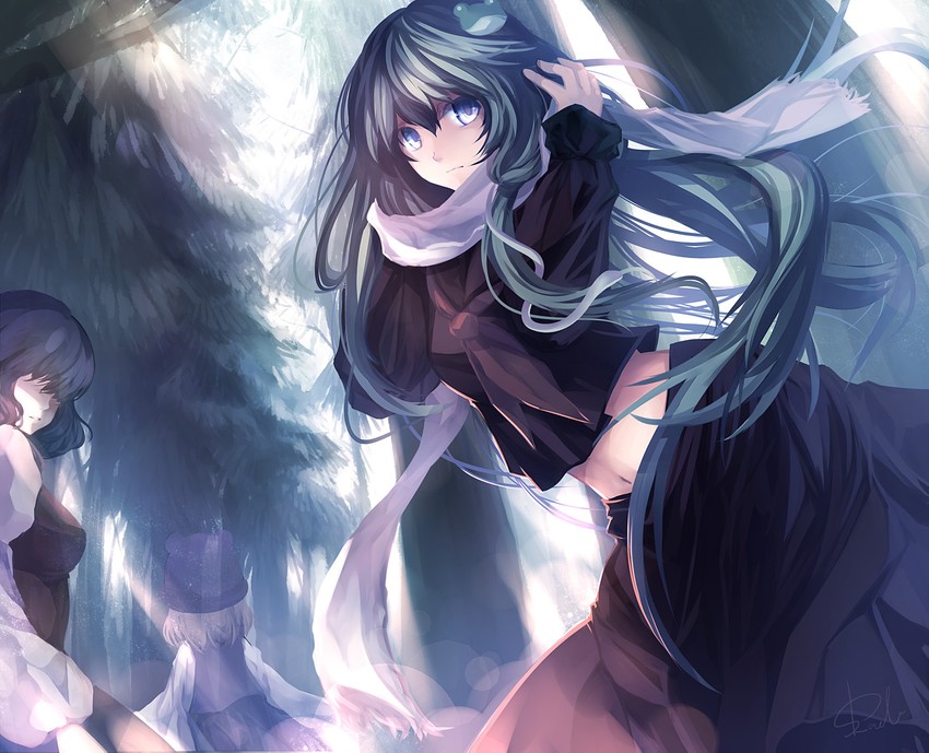 kochiya sanae, moriya suwako, and yasaka kanako (touhou) drawn by skade