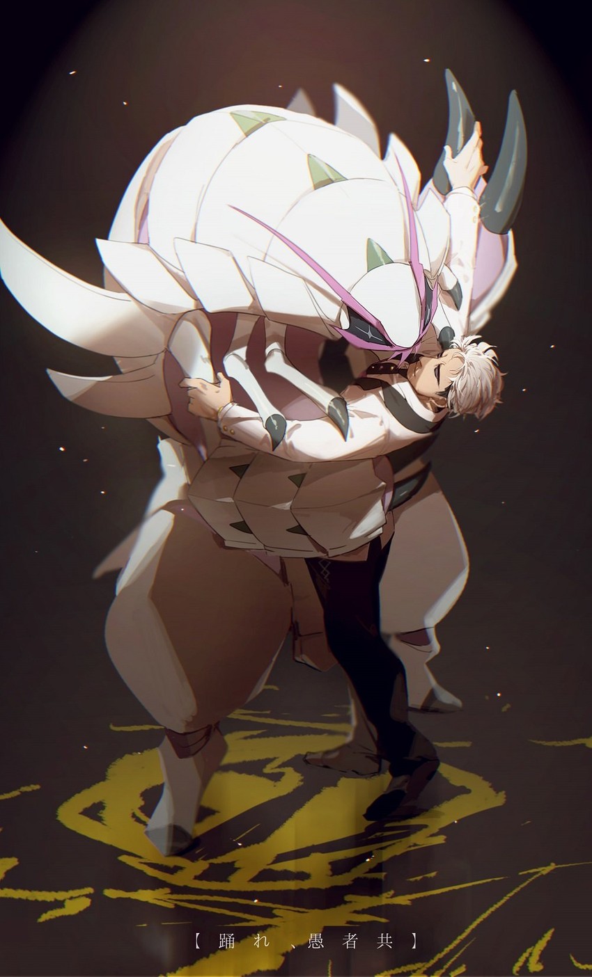 guzma and golisopod (pokemon and 1 more) drawn by no-kan
