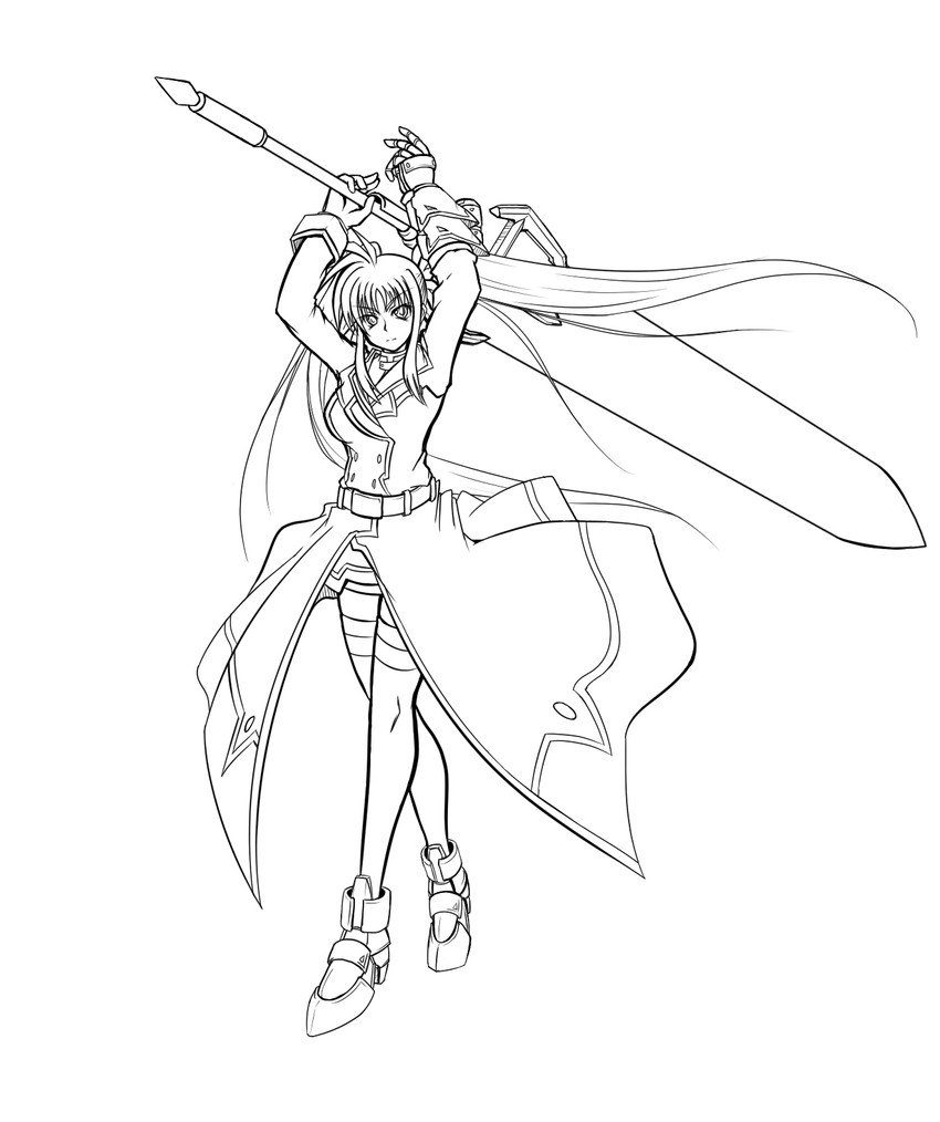 fate testarossa and bardiche (lyrical nanoha and 1 more) drawn by yui_(imprinting)
