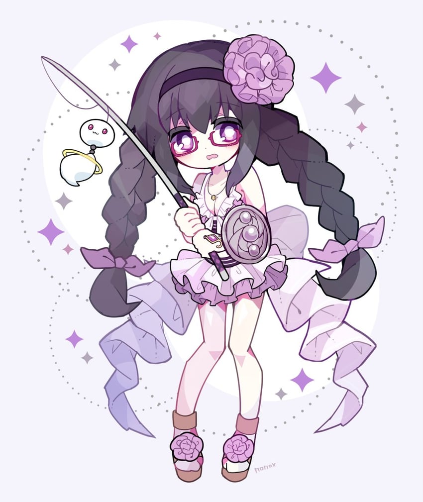 akemi homura and kyubey (mahou shoujo madoka magica and 1 more) drawn by nonokusu_(no2xnox)