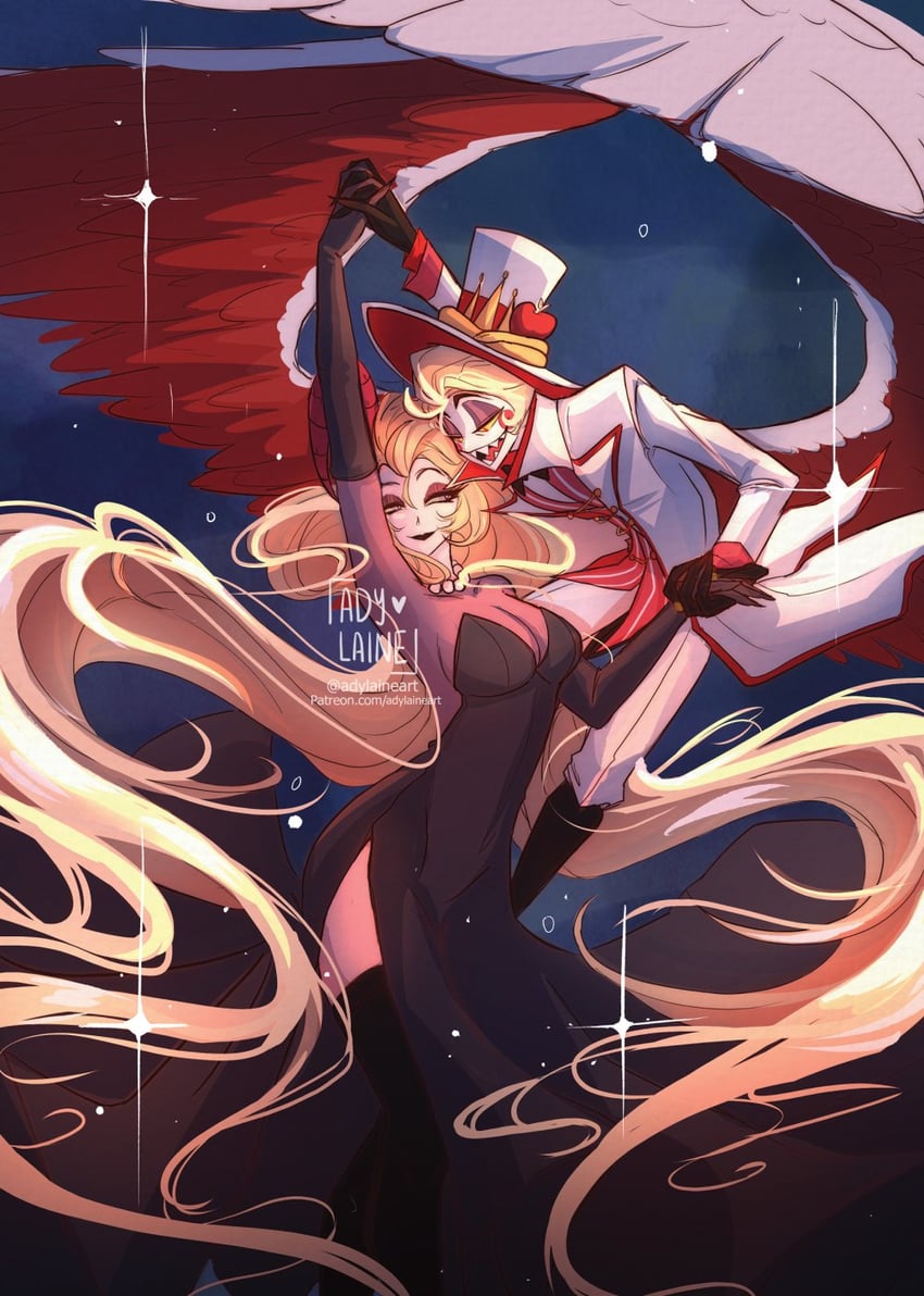 lucifer morningstar and lilith (hazbin hotel) drawn by adylaineart