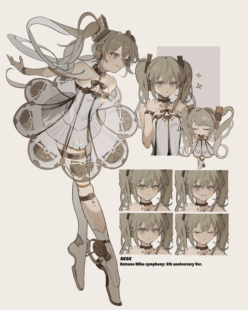 hatsune miku and gramophone miku (vocaloid and 1 more) drawn by note_nii