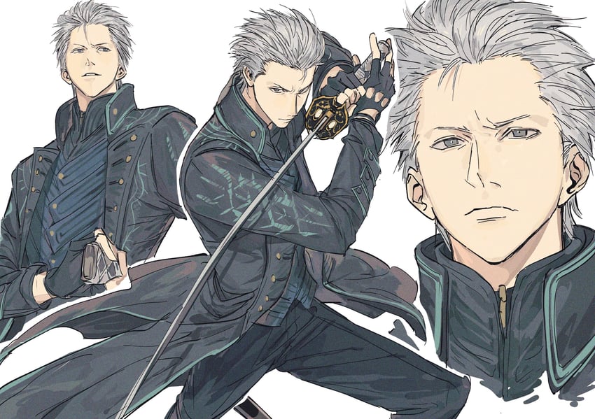vergil (devil may cry and 1 more) drawn by shioajiass