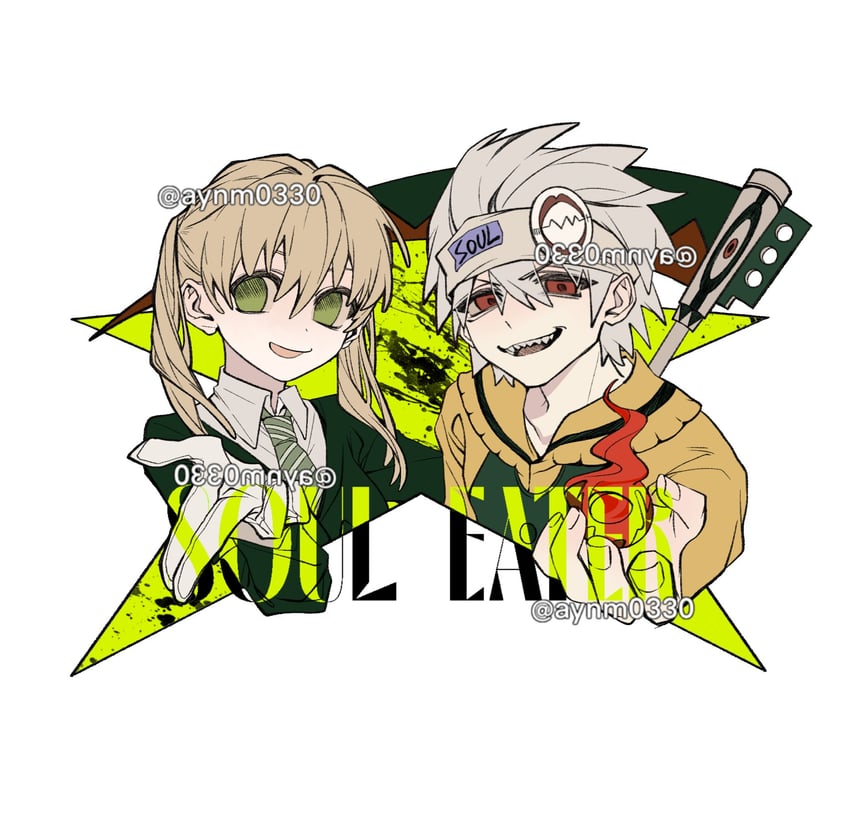 maka albarn and soul evans (soul eater) drawn by aynm010330