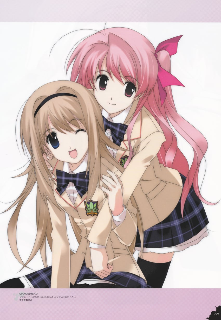 sakihata rimi and nishijou nanami (chaos;head) drawn by sasaki_mutsumi