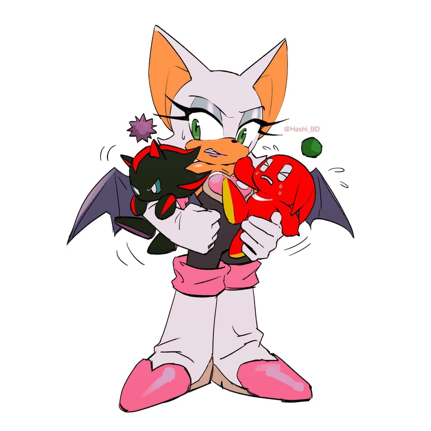 rouge the bat, dark chao, shadow chao, and knuckles chao (sonic and 2 more) drawn by hashi84e