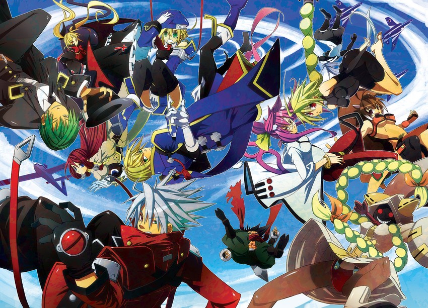 makoto nanaya, noel vermillion, ragna the bloodedge, rachel alucard, taokaka, and 7 more (blazblue) drawn by noran
