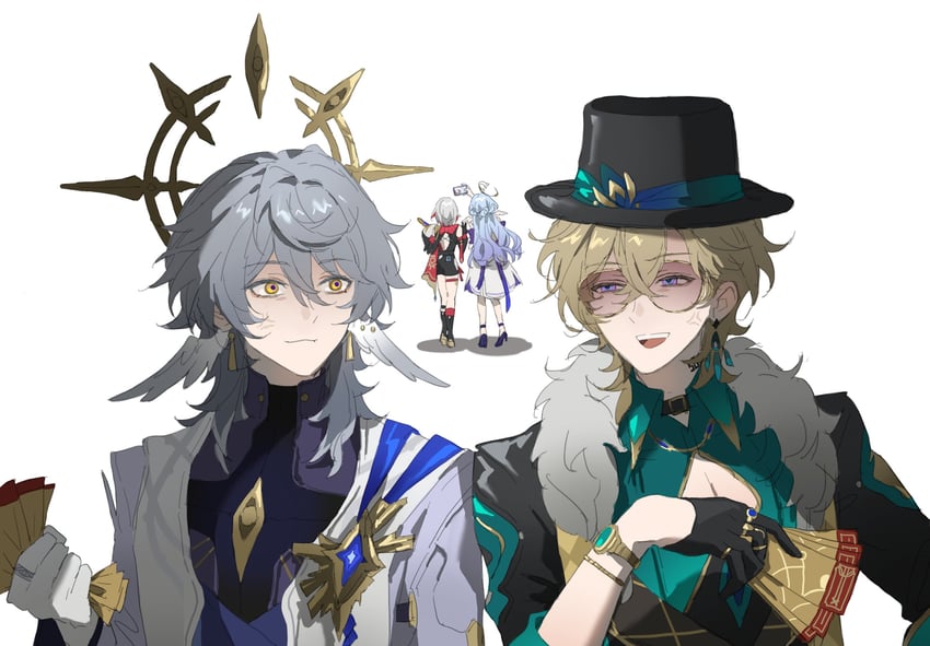 robin, aventurine, sunday, and topaz (honkai and 1 more) drawn by 0p78xopwsj83779