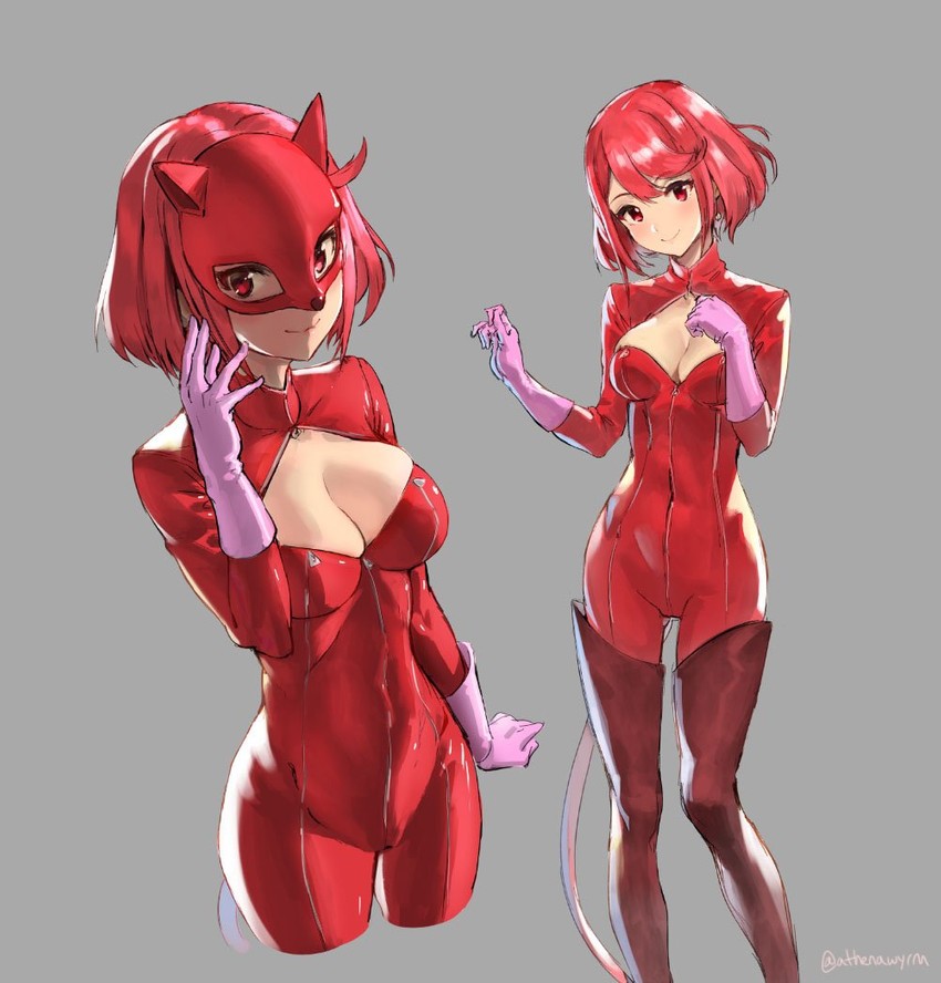 pyra and takamaki anne (persona and 3 more) drawn by athenawyrm