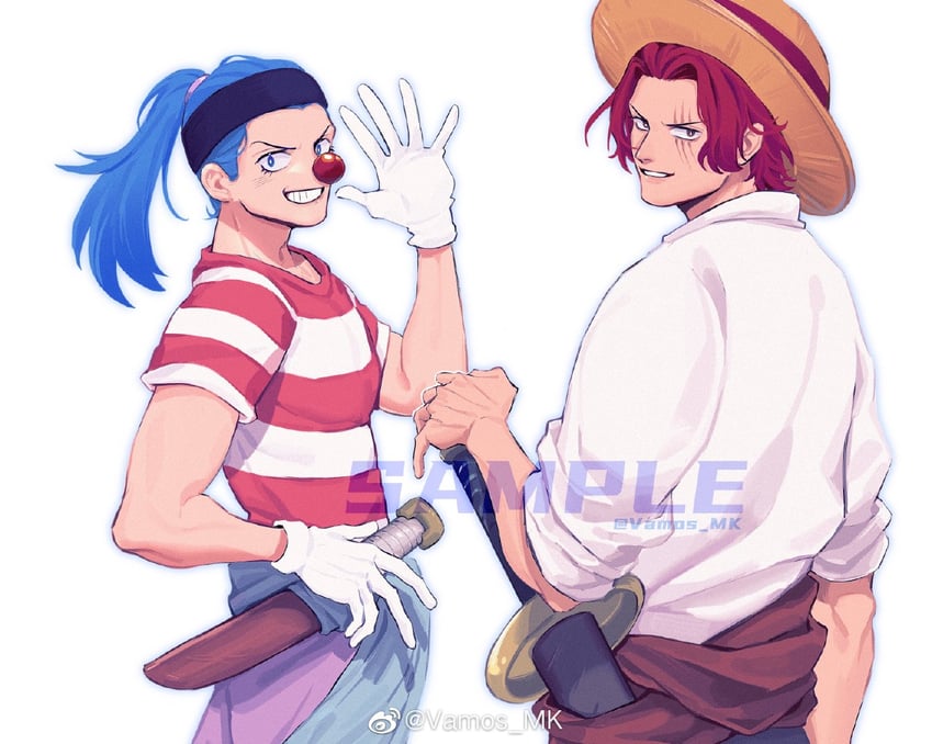 shanks and buggy the clown (one piece) drawn by vamos_mk