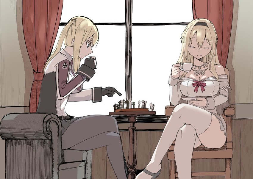 graf zeppelin and warspite (kantai collection) drawn by masukuza_j