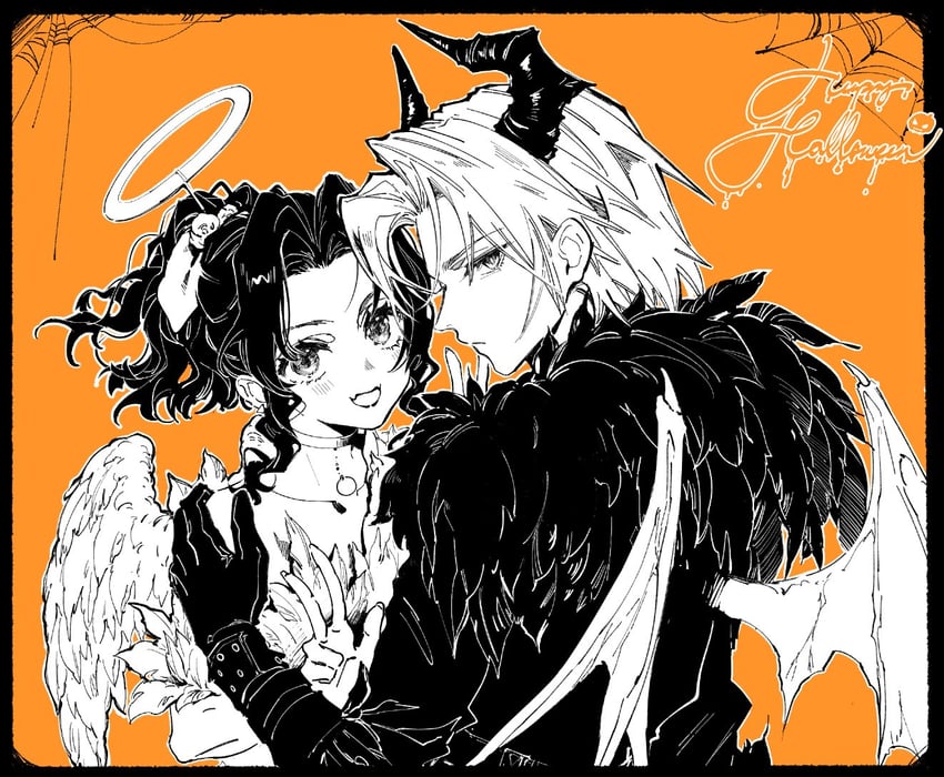 aerith gainsborough and sephiroth (final fantasy and 2 more) drawn by kieta