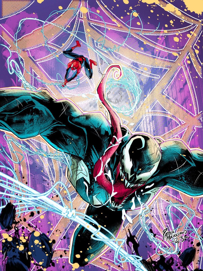 spider-man and venom (marvel and 1 more) drawn by pat_m_art